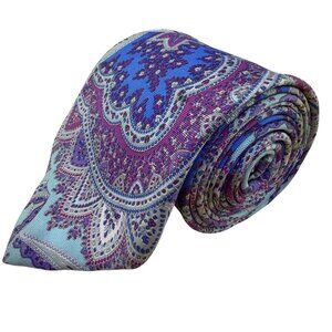 Saks Fifth Avenue Mens Multicolor Silk Paisley Pattern Neck Tie